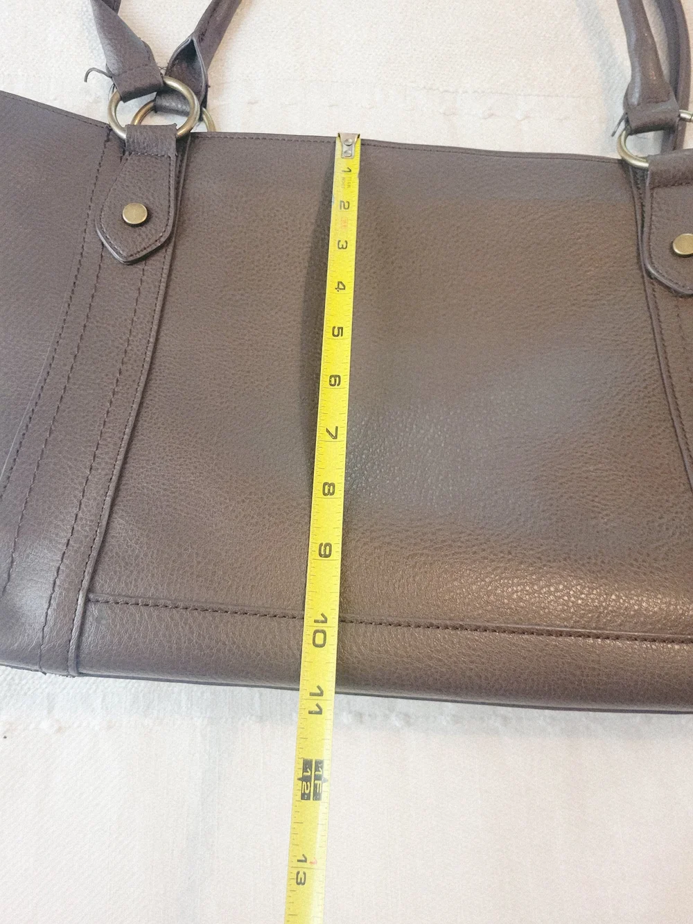 FRYE & CO. Warm Taupe Large Faux Leather Shoulder Tote Bag Purse